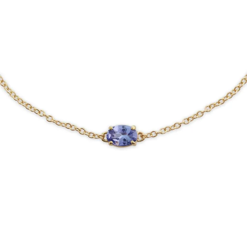 Classic Oval Tanzanite Single Stone Bracelet in 9ct Yellow Gold sold by Gemondo Jewellery