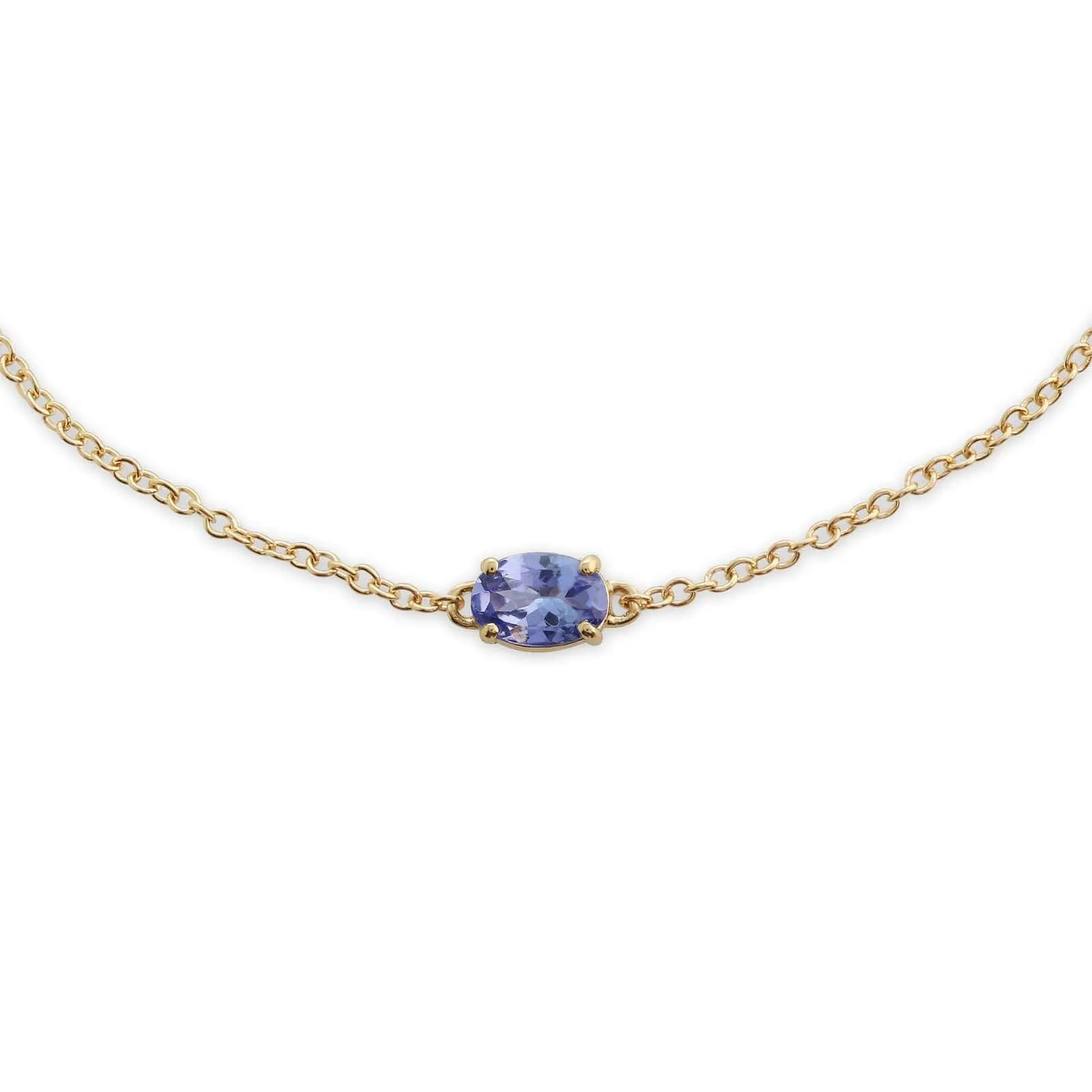 Classic Oval Tanzanite Single Stone Bracelet in 9ct Yellow Gold sold by Gemondo Jewellery