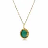 ECFEW™ Oval Dyed Green Chalcedony Winding Snake Pendant in Gold Plated Sterling Silver sold by Gemondo Jewellery