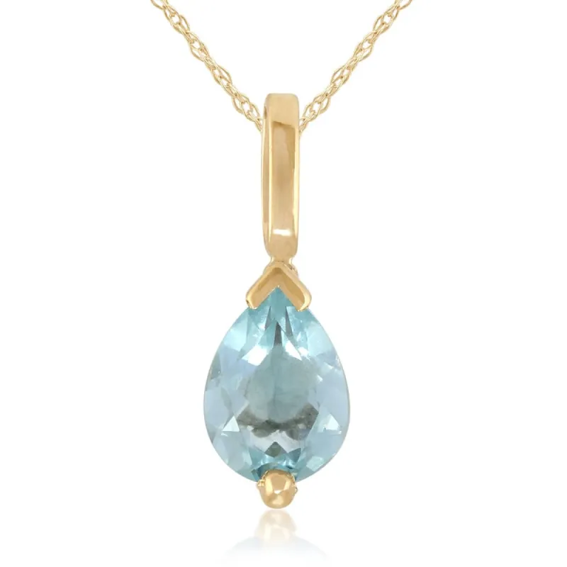 Classic Pear Aquamarine Pendant in 9ct Yellow Gold sold by Gemondo Jewellery