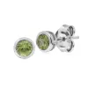 Classic Round Peridot Bezel Stud Earrings in Sterling Silver sold by Gemondo Jewellery