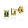 Classic Baguette Peridot Stud Earrings in 9ct Yellow Gold sold by Gemondo Jewellery