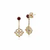 Gemondo 9ct Yellow Gold Garnet & Diamond Floral Drop Earrings sold by Gemondo Jewellery