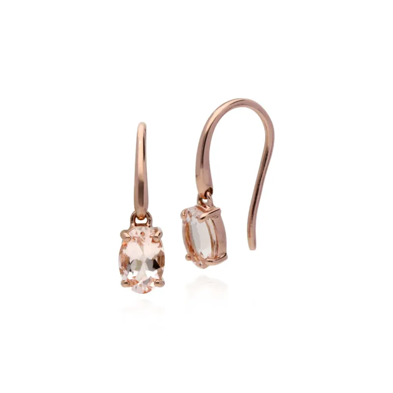 Classic Oval Morganite Drop Fish Hook Earrings in 9ct Rose Gold sold by Gemondo Jewellery