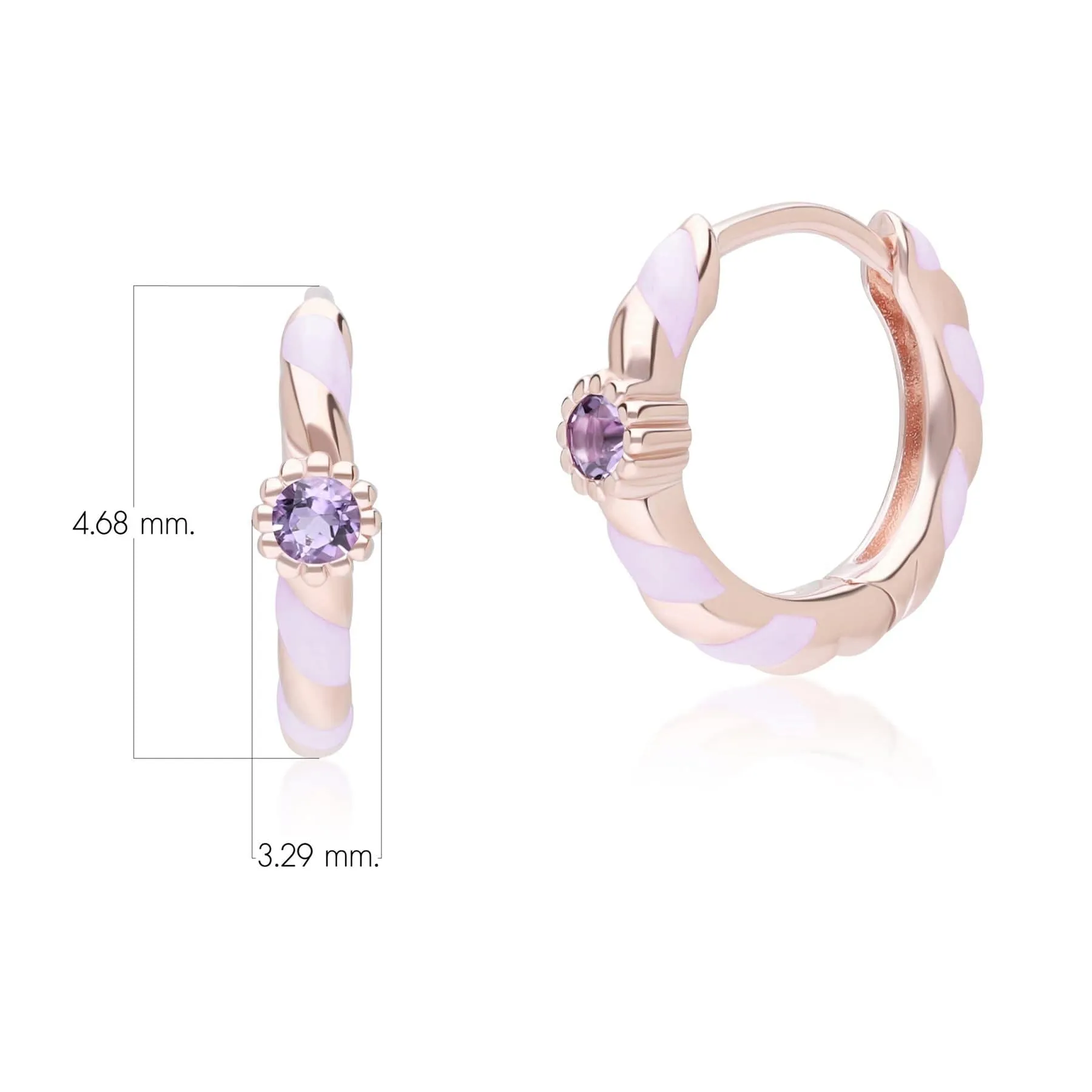 Siberian Waltz Violet Enamel & Round Pink Amethyst Hoop Earrings In 18ct Rose Gold Plated Sterling Silver sold by Gemondo Jewellery product image thumbnail 3