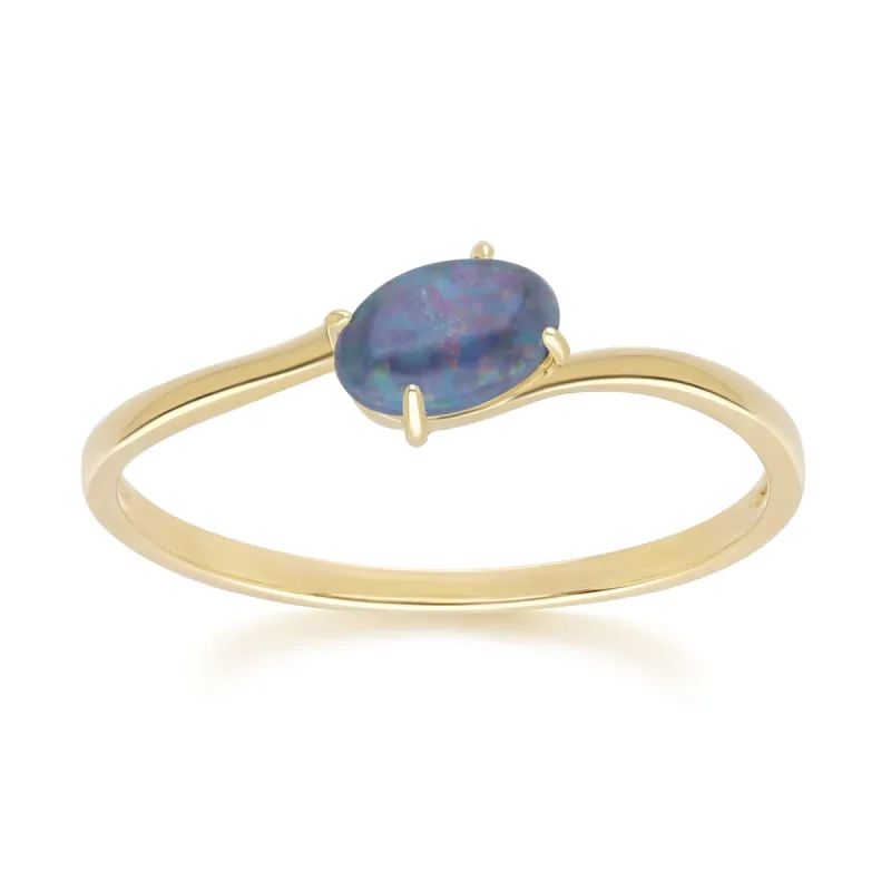 Classic Oval Triplet Opal Ring in 9ct Yellow Gold sold by Gemondo Jewellery