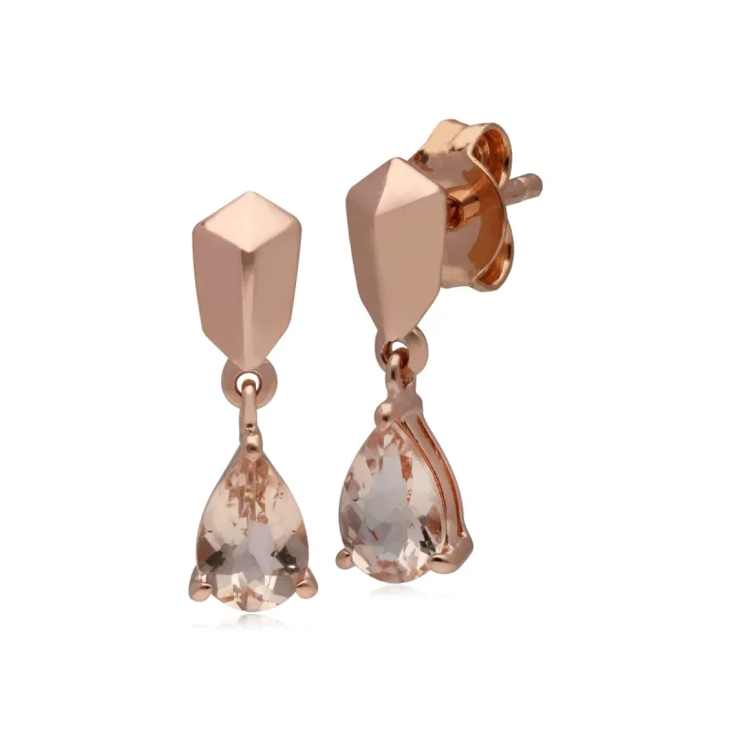 Micro Statement Morganite Earrings in Rose Gold Plated Silver sold by Gemondo Jewellery