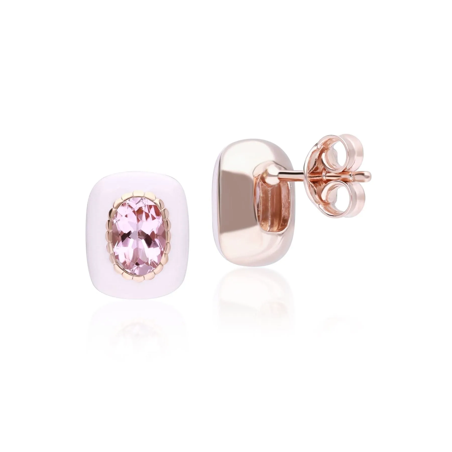 Siberian Waltz Enamel & Pink Tourmaline Stud Earrings In Rose Gold Plated Silver sold by Gemondo Jewellery product image thumbnail 4