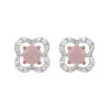Classic Round Rose Quartz Stud Earrings with Detachable Diamond Flower Jacket in 9ct Rose Gold sold by Gemondo Jewellery