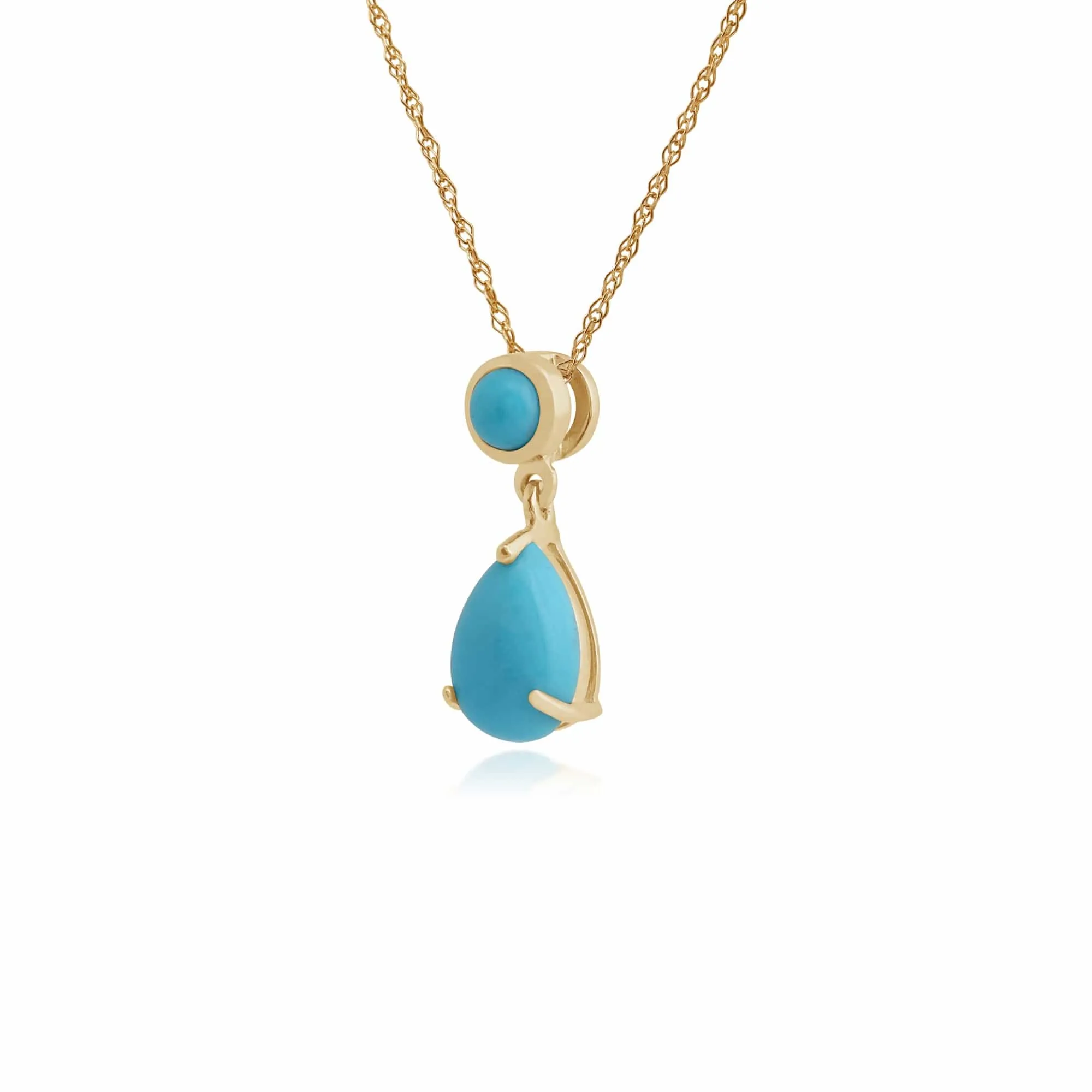 Classic Pear & Round Turquoise Pendant in 9ct Yellow Gold sold by Gemondo Jewellery product image thumbnail 2
