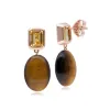 ECFEW™ Unifier Citrine & Tiger's Eye Drop Earrings In Rose Gold Plated Silver sold by Gemondo Jewellery