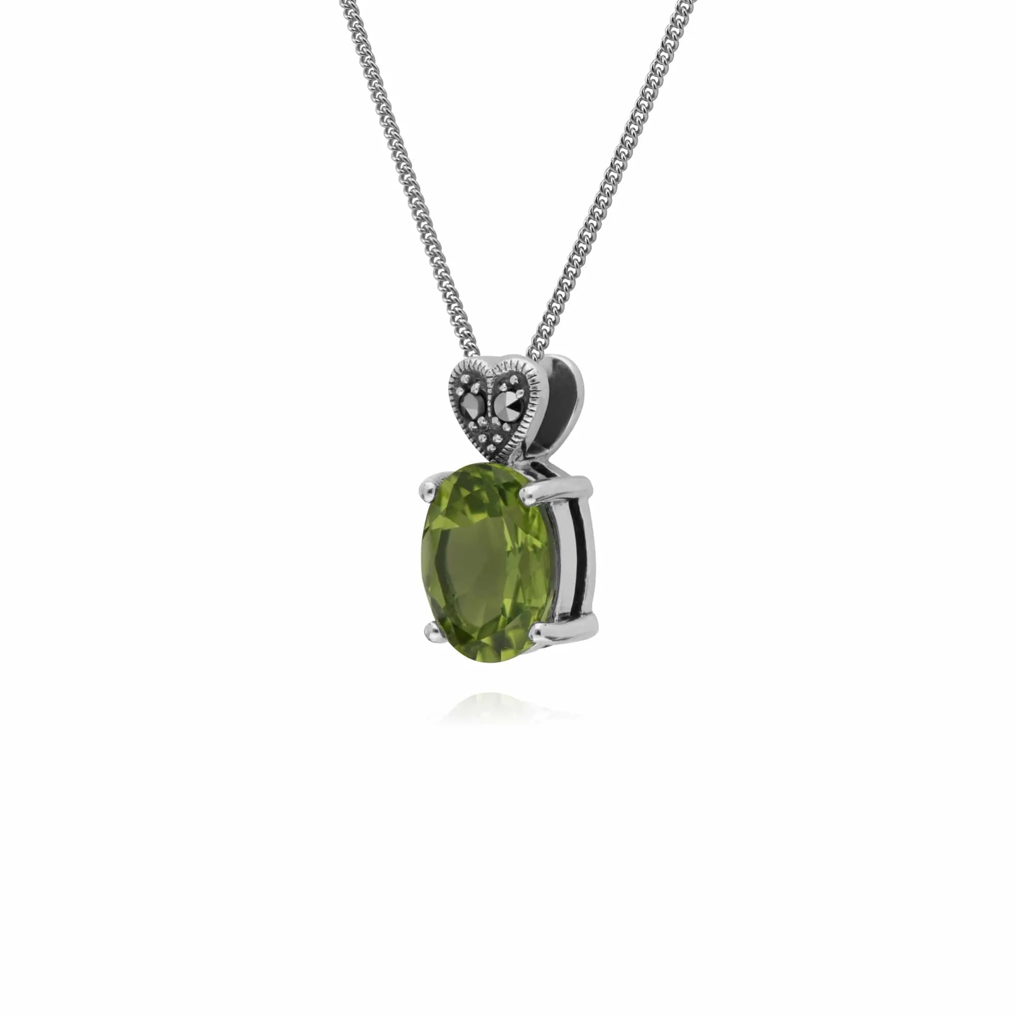 Gemondo Sterling Silver Peridot & Marcasite Oval 45cm Necklace sold by Gemondo Jewellery product image thumbnail 2