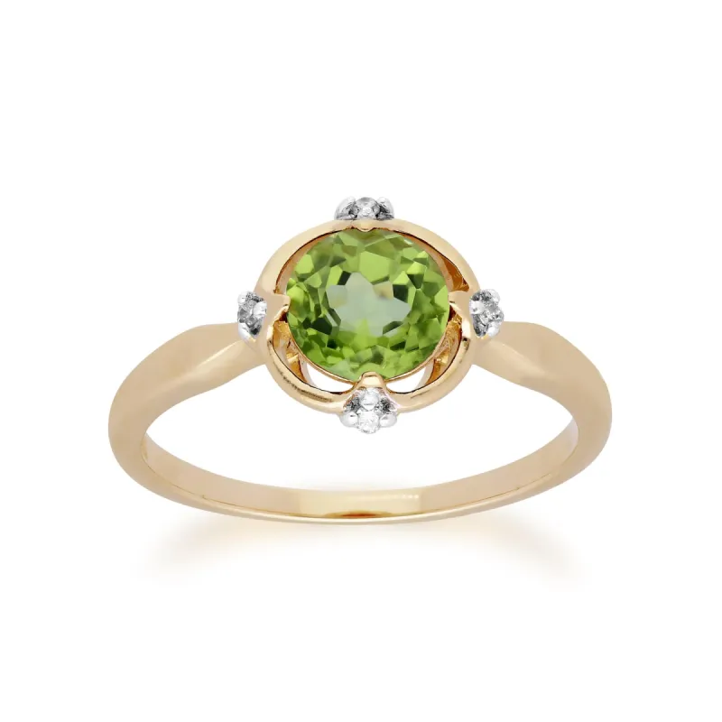 Gemondo 9ct Yellow Gold Halo Peridot & Diamond Round Cut Ring sold by Gemondo Jewellery