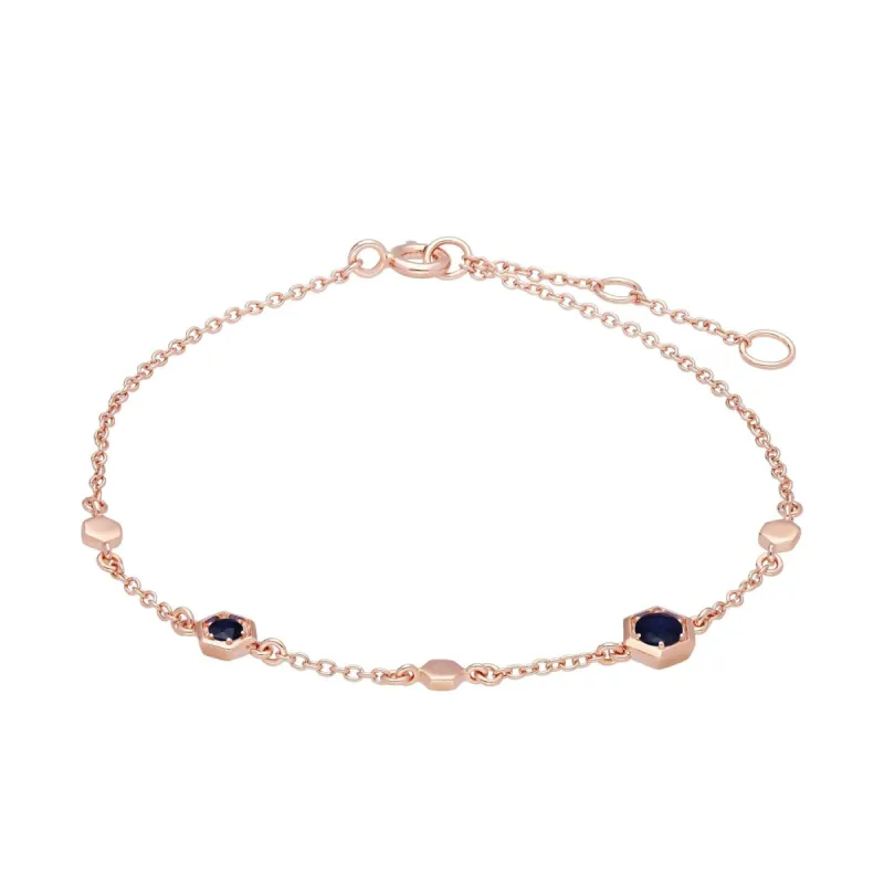Honeycomb Inspired Sapphire Link Bracelet in 9ct Rose Gold sold by Gemondo Jewellery