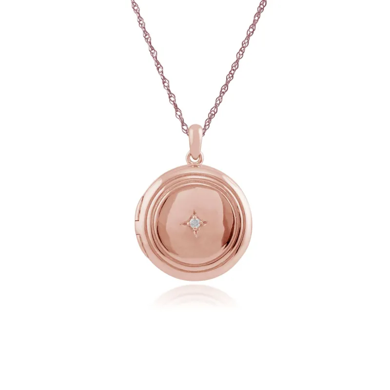 Rose Gold Plated Sterling Silver 1pt Diamond Round 45cm Locket Necklace sold by Gemondo Jewellery