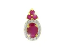 9ct Yellow Gold 0.70ct Natural Ruby & Diamond Cluster Pendant on Chain sold by Gemondo Jewellery