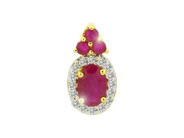 9ct Yellow Gold 0.70ct Natural Ruby & Diamond Cluster Pendant on Chain sold by Gemondo Jewellery