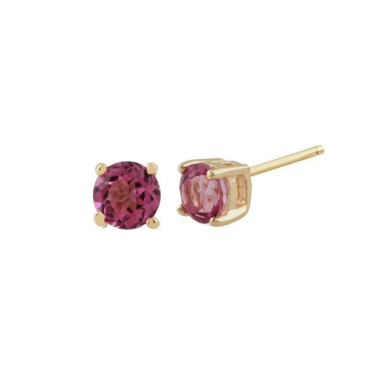 Gemondo Pink Topaz Round Stud Earrings In 9ct Yellow Gold  Claw Set sold by Gemondo Jewellery