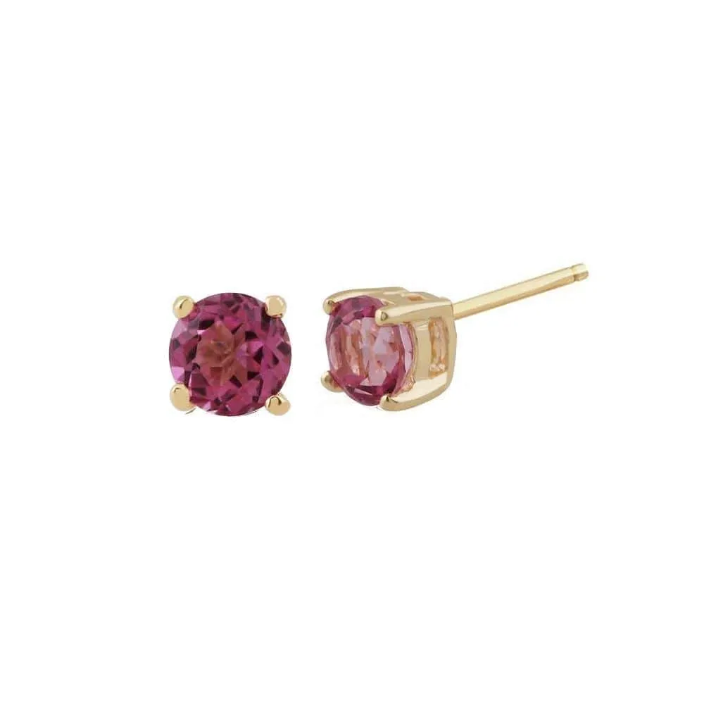 Gemondo Pink Topaz Round Stud Earrings In 9ct Yellow Gold Claw Set sold by Gemondo Jewellery
