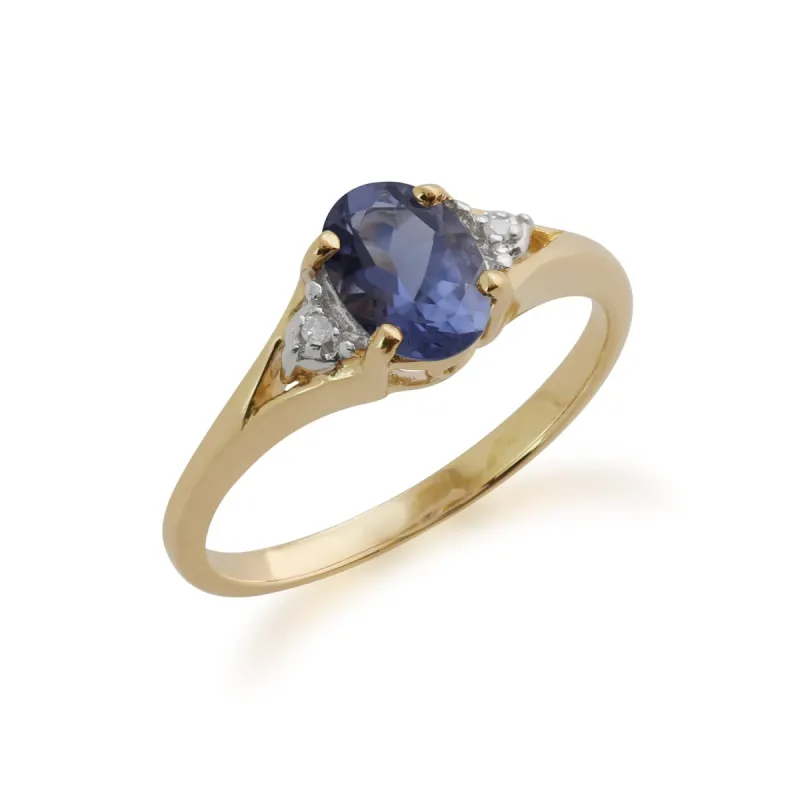 Gemondo 9ct Yellow Gold 0.63ct Iolite & Diamond Ring sold by Gemondo Jewellery