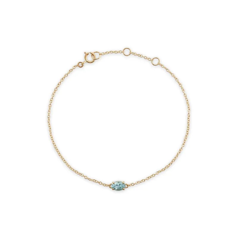 Classic Oval Aquamarine Single Stone Bracelet in 9ct Yellow Gold sold by Gemondo Jewellery