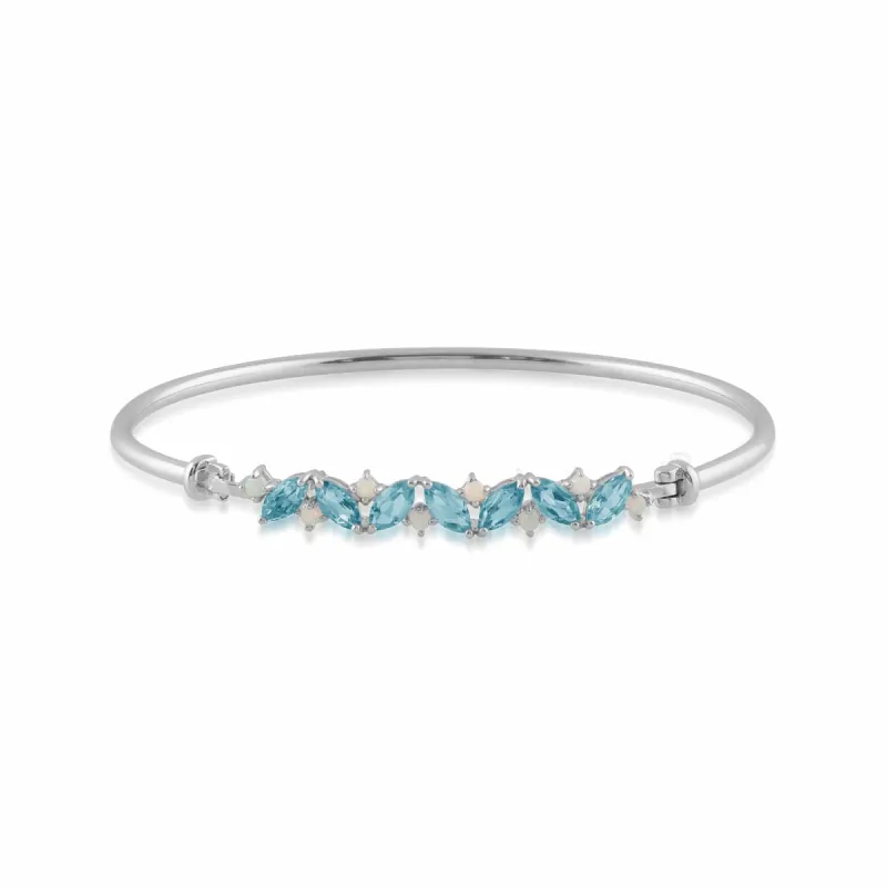 Classic Marquise Topaz & Opal Bangle in 925 Sterling Silver sold by Gemondo Jewellery