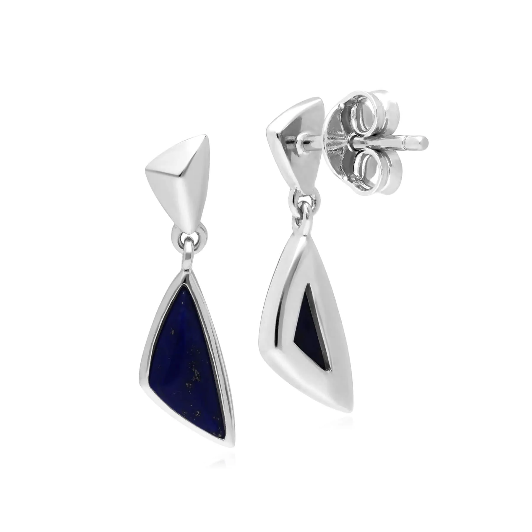 Micro Statement Lapis Lazuli Drop Earrings in Sterling Silver sold by Gemondo Jewellery product image thumbnail 2