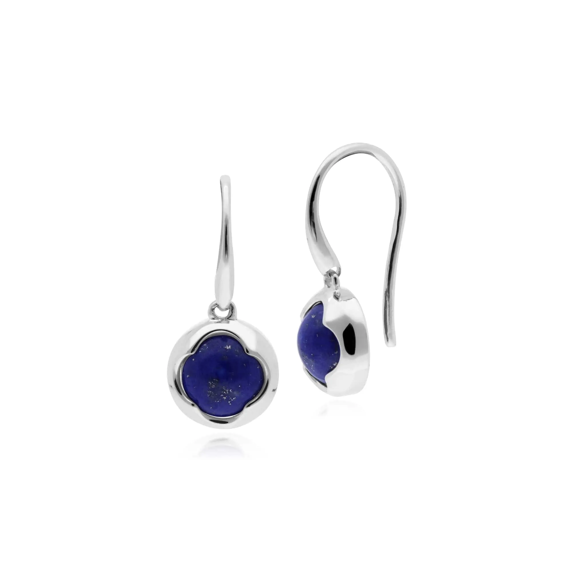 Geometric Sugarloaf Lapis Lazuli Circular Prism Drop Earrings in 925 Sterling Silver sold by Gemondo Jewellery