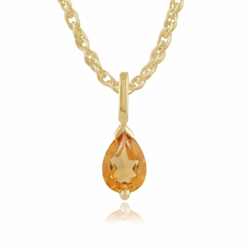 Classic Pear Citrine Pendant in 9ct Yellow Gold sold by Gemondo Jewellery