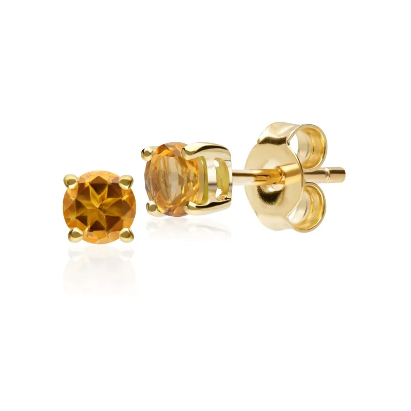 Classic Round Citrine Claw Set Stud Earrings in 9ct Yellow Gold sold by Gemondo Jewellery
