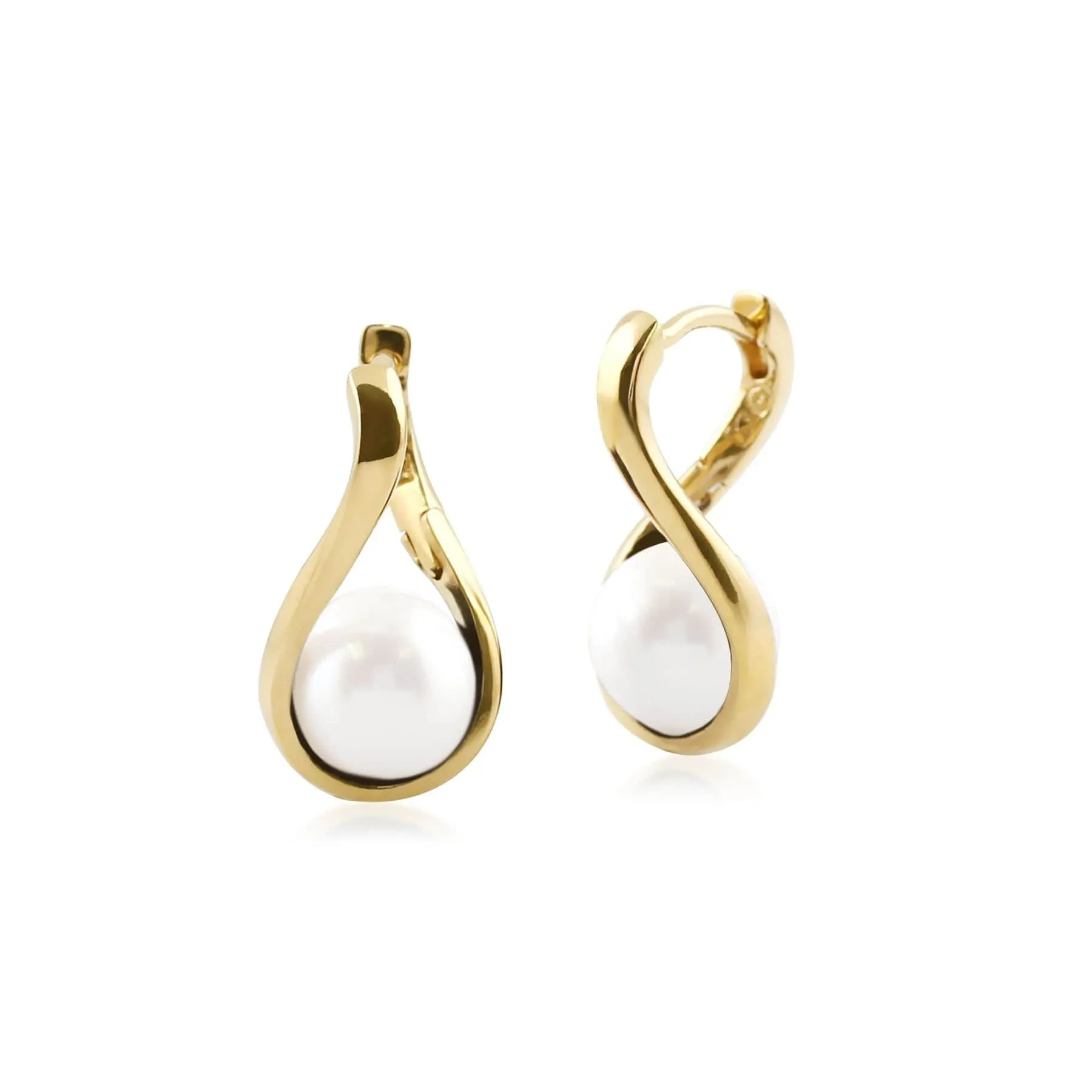 Kosmos White Agate Orb Earrings in Yellow Gold Plated Sterling Silver sold by Gemondo Jewellery