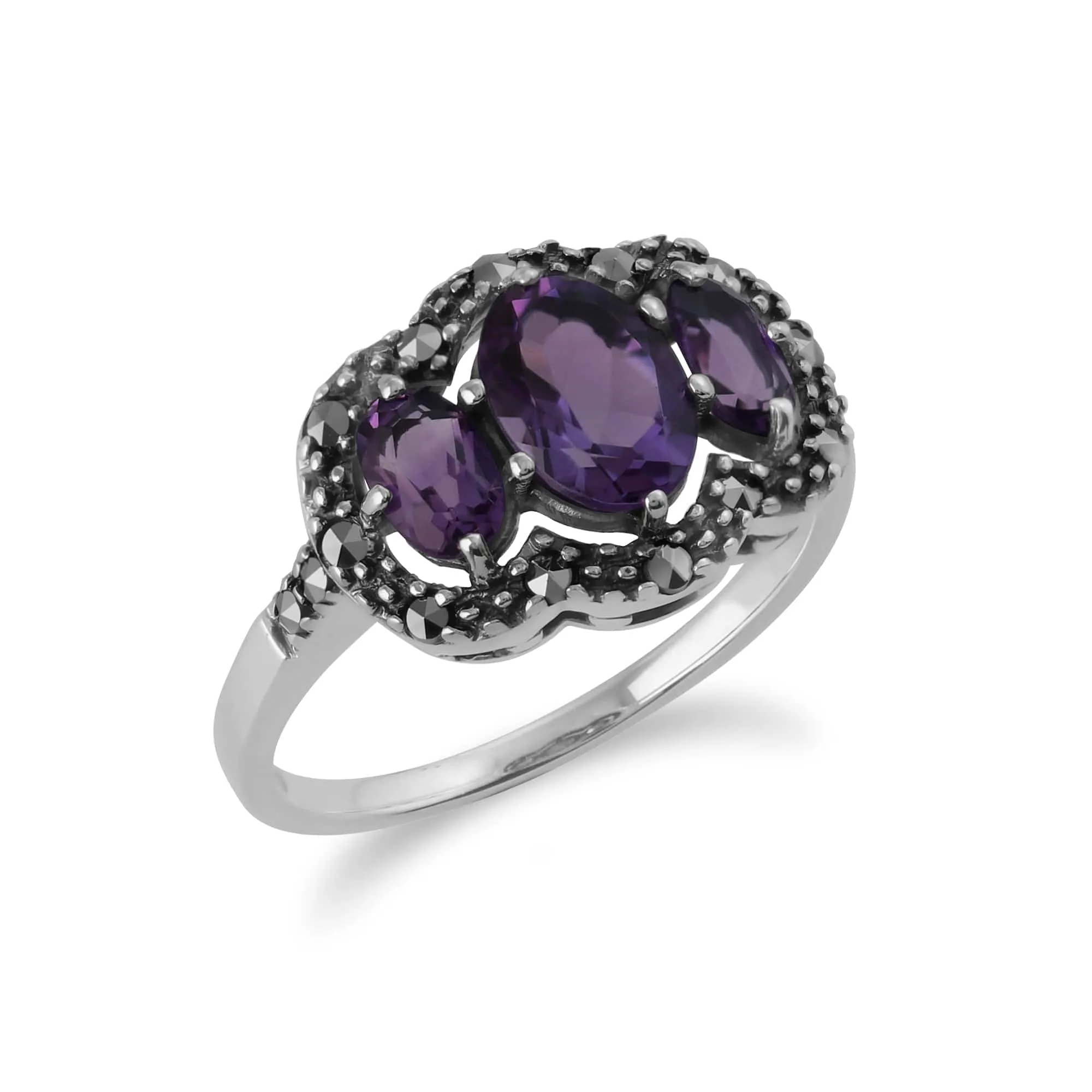 Gemondo Sterling Silver Amethyst & Marcasite Ring sold by Gemondo Jewellery product image thumbnail 2
