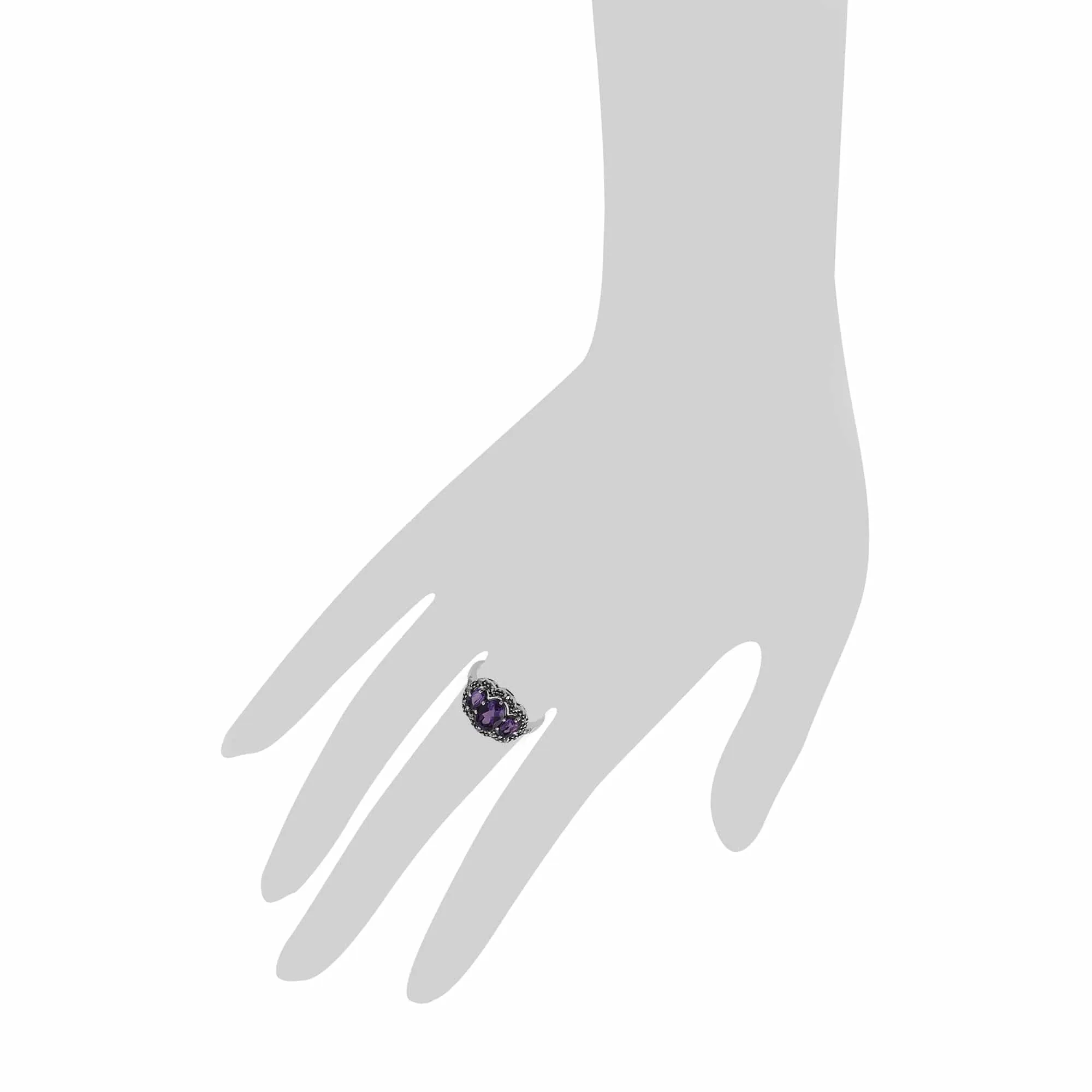 Gemondo Sterling Silver Amethyst & Marcasite Ring sold by Gemondo Jewellery product image thumbnail 3