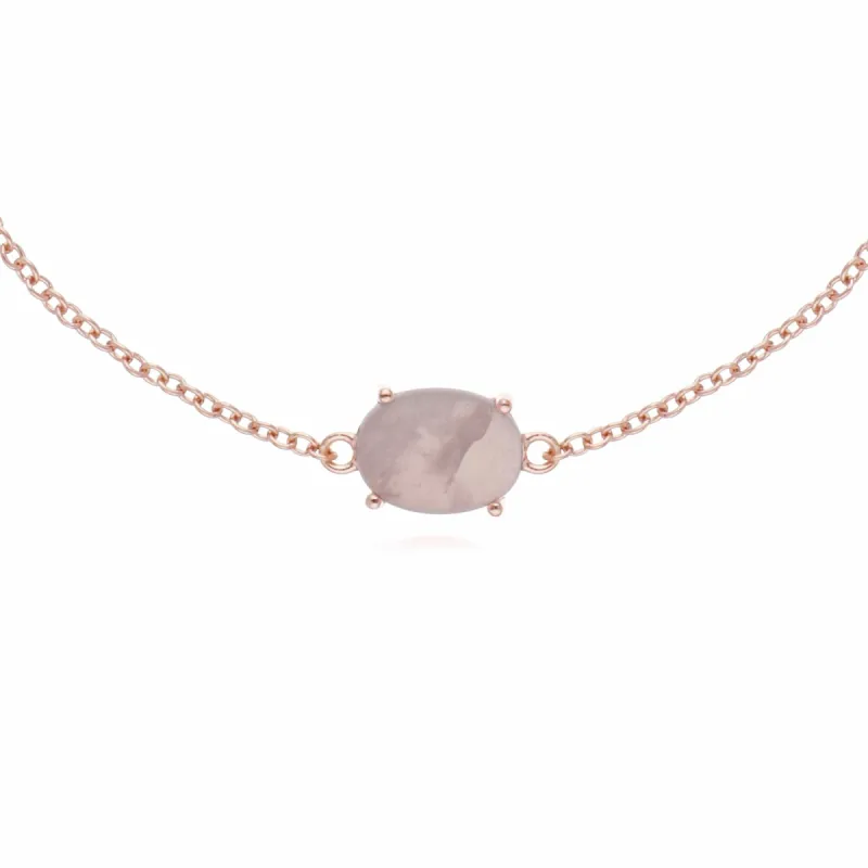 Gemondo Rose Gold Plated Sterling Silver Rose Quartz Oval 19cm Bracelet sold by Gemondo Jewellery