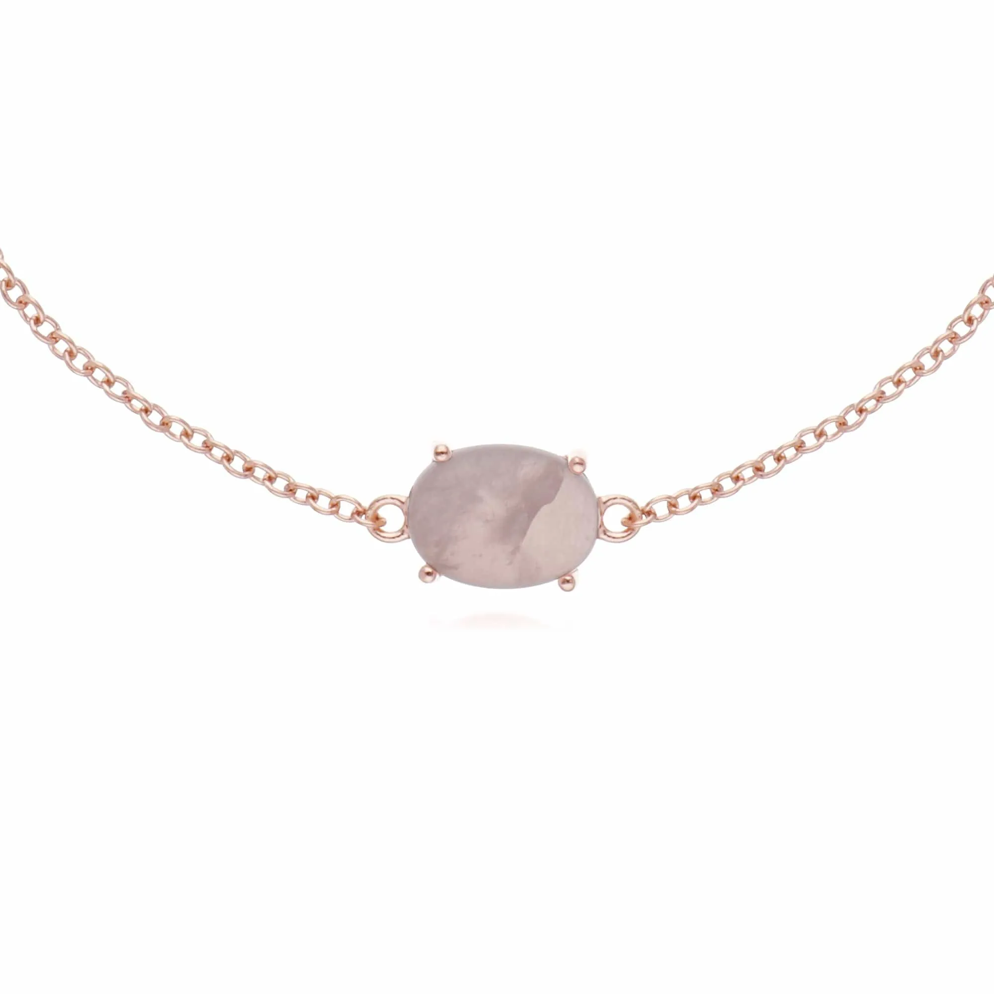 Gemondo Rose Gold Plated Sterling Silver Rose Quartz Oval 19cm Bracelet sold by Gemondo Jewellery