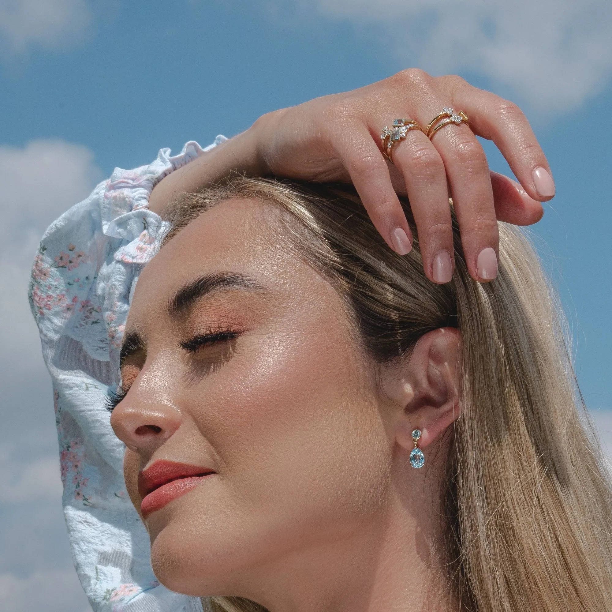 Modern Glam Blue Topaz & Diamond Ring in 9ct Yellow Gold sold by Gemondo Jewellery product image thumbnail 4