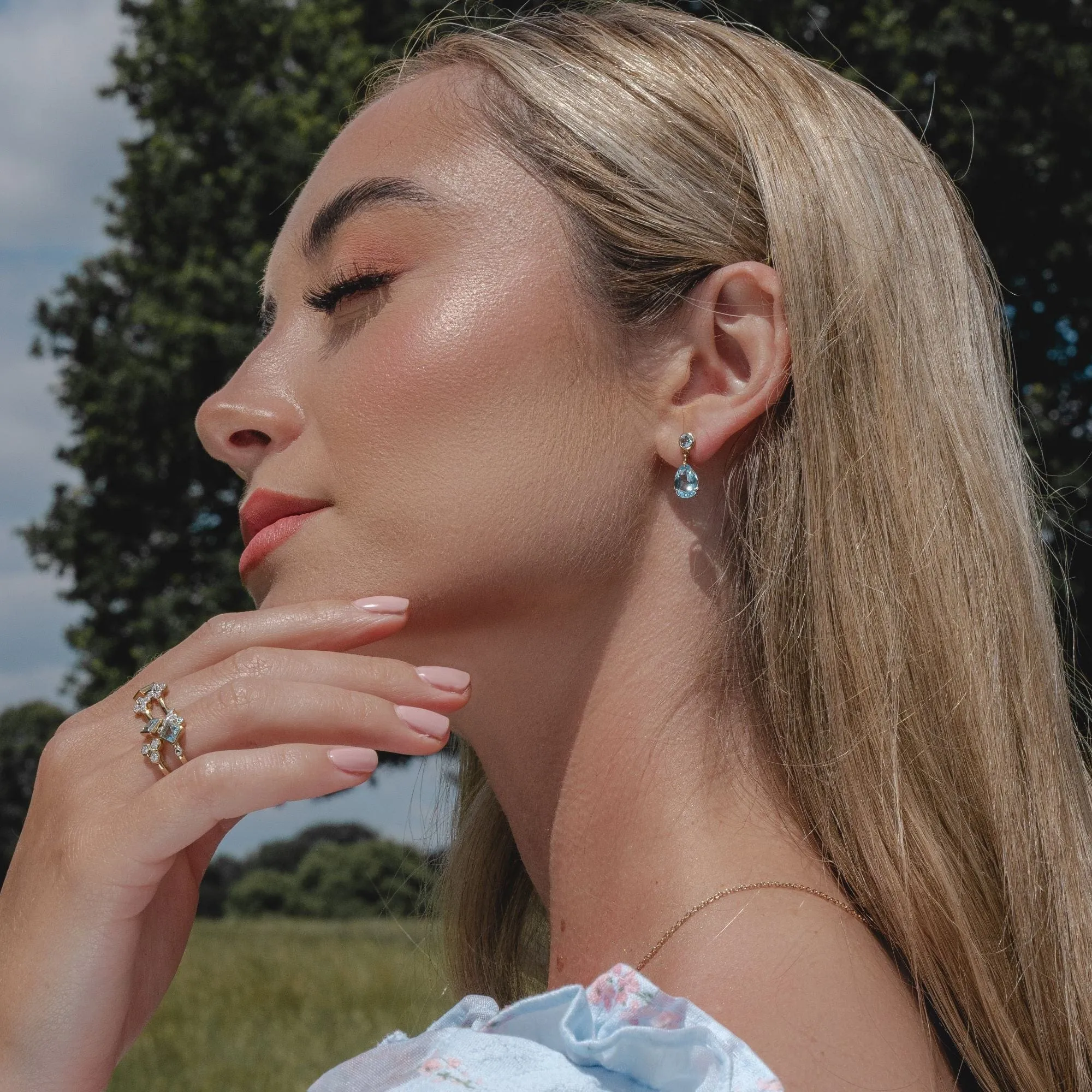 Modern Glam Blue Topaz & Diamond Ring in 9ct Yellow Gold sold by Gemondo Jewellery product image thumbnail 2