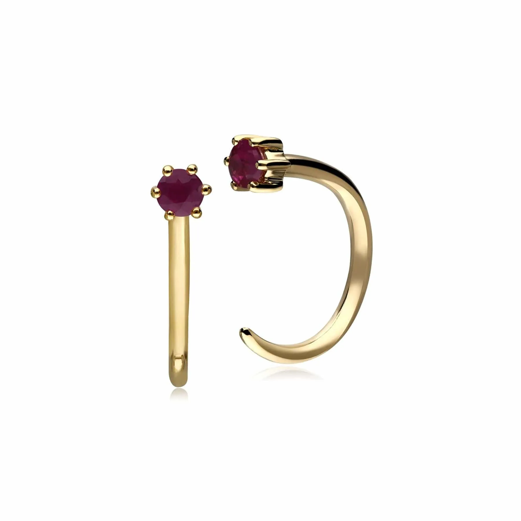 Ruby Pull Through Hoop Earrings In 9ct Yellow Gold sold by Gemondo Jewellery