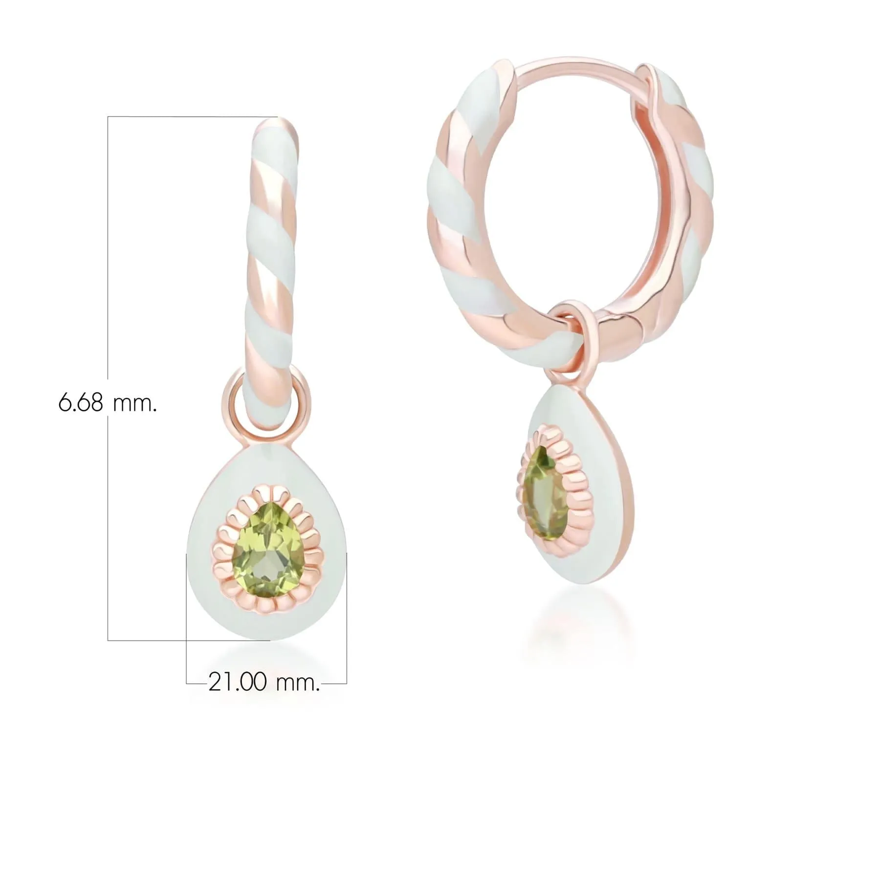 Siberian Waltz Green Enamel & Peridot Hoop Earrings In 18ct Rose Gold Plated Sterling Silver sold by Gemondo Jewellery product image thumbnail 4