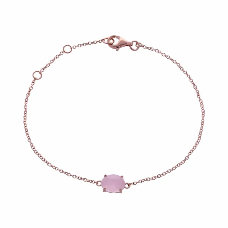 Classic Oval Milky Morganite Single Stone Bracelet In Rose Gold Silver made by Gemondo Jewellery