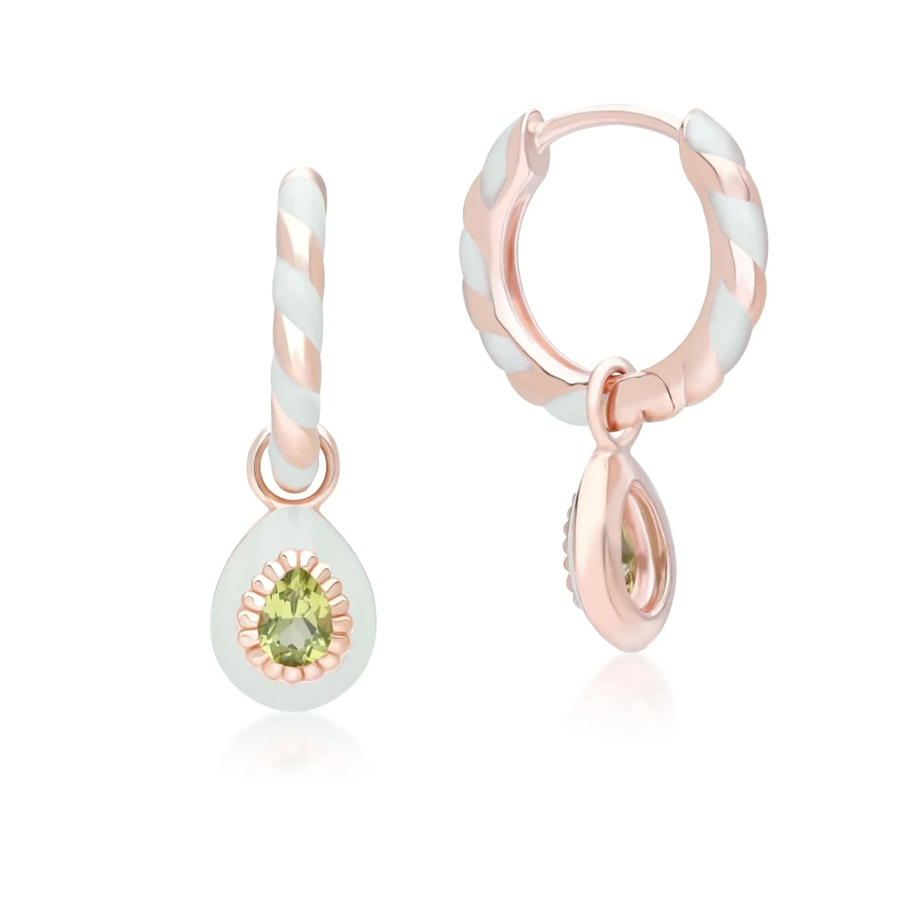Siberian Waltz Green Enamel & Peridot Hoop Earrings In 18ct Rose Gold Plated Sterling Silver sold by Gemondo Jewellery product image thumbnail 3