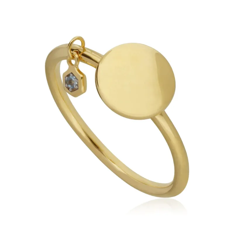 Topaz Engravable Ring in Yellow Gold Plated Sterling Silver sold by Gemondo Jewellery