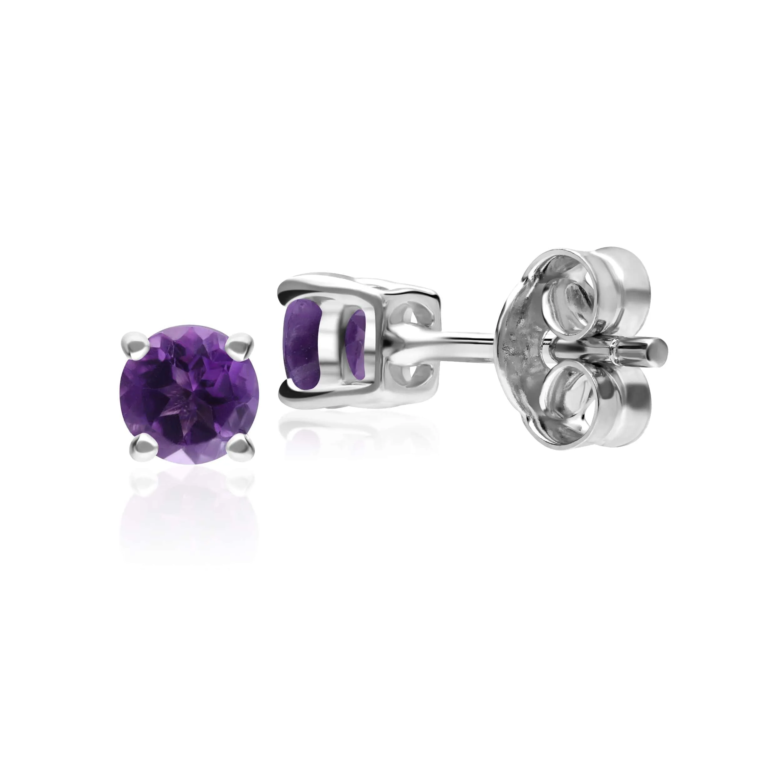 Classic Round Amethyst Stud Earrings in 9ct White Gold 3.5mm sold by Gemondo Jewellery product image thumbnail 2