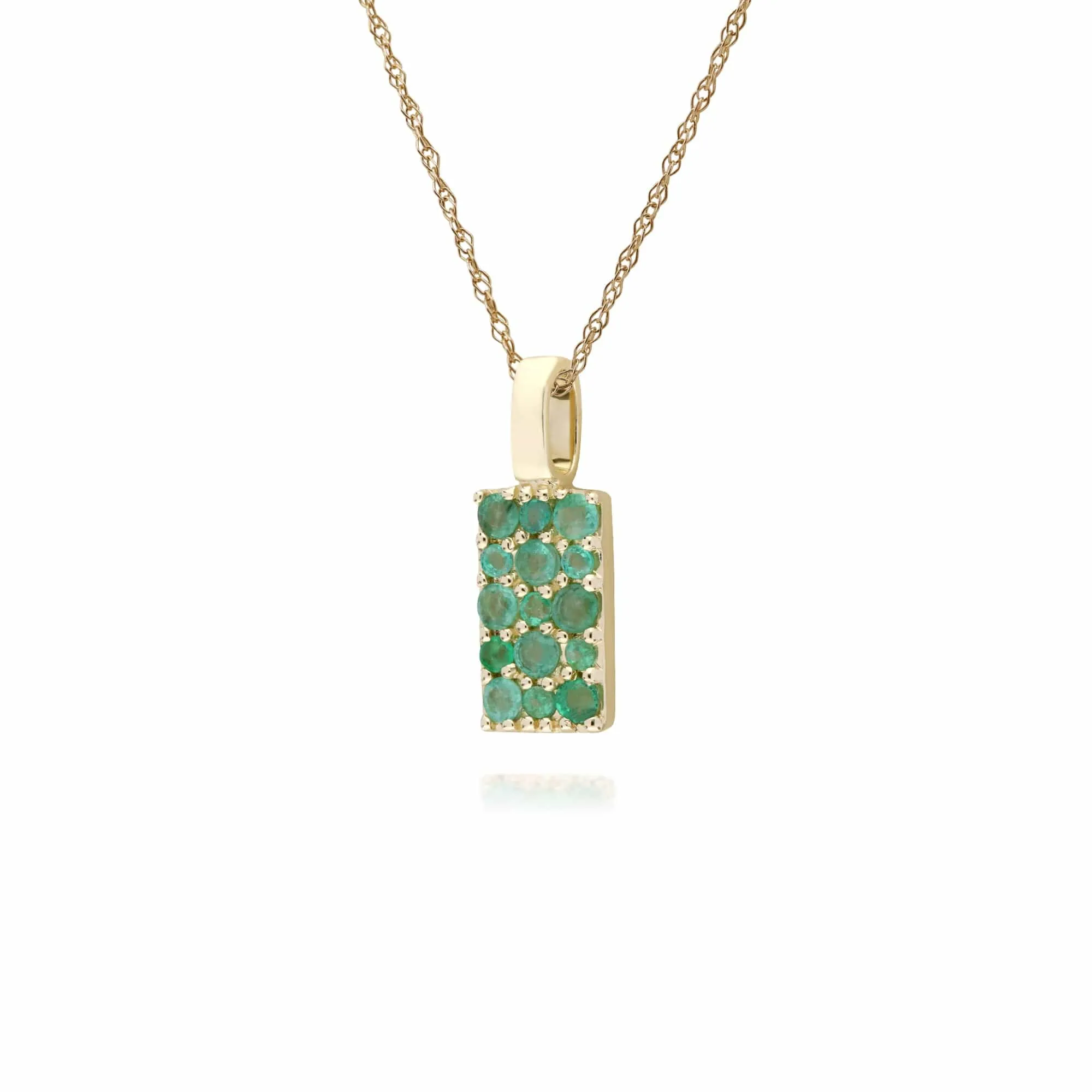 Gemondo 9ct Yellow Gold Emerald Cluster Panel Pendant on 45cm Chain sold by Gemondo Jewellery product image thumbnail 2