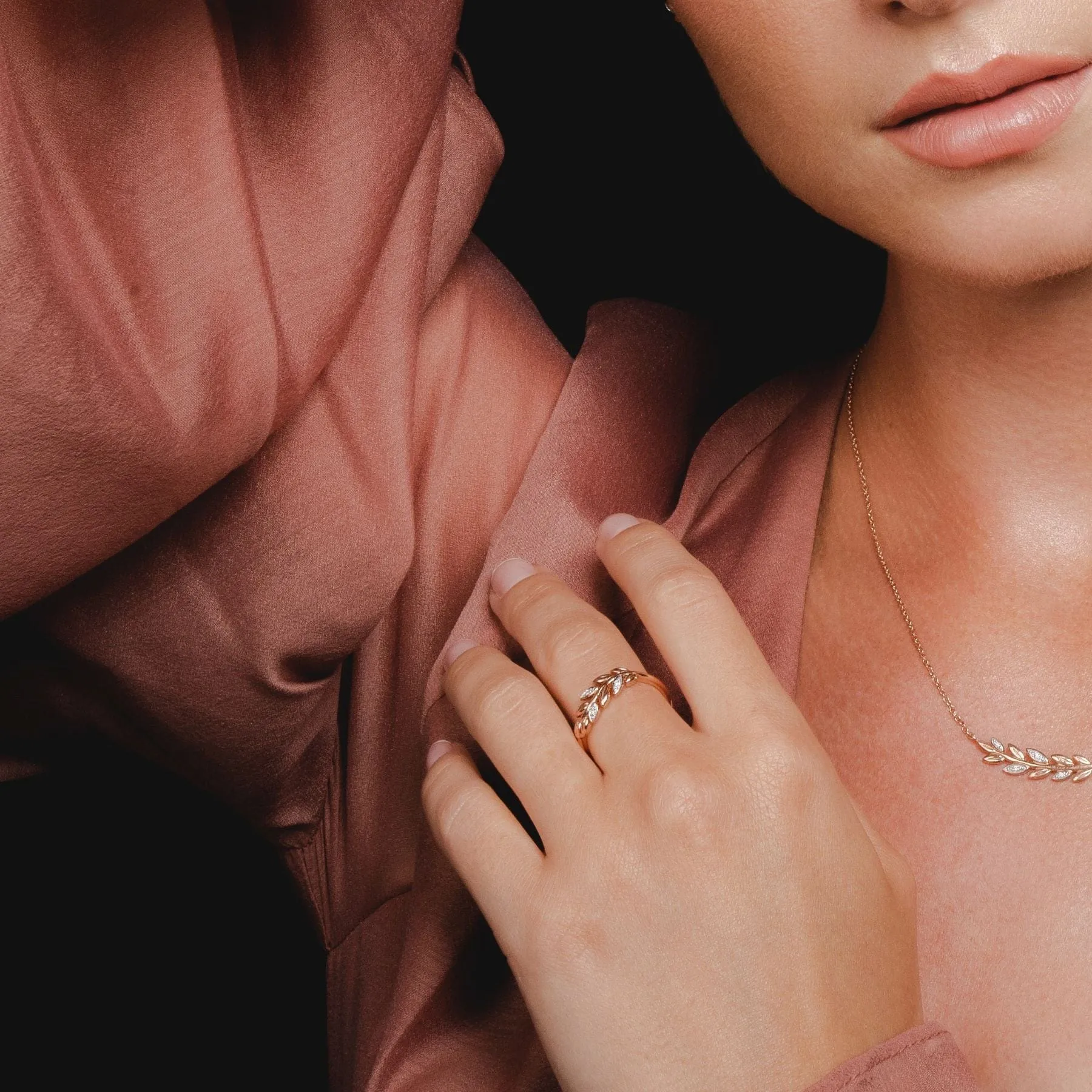 O Leaf Diamond Necklace & Ring Set in 9ct Rose Gold sold by Gemondo Jewellery product image thumbnail 4
