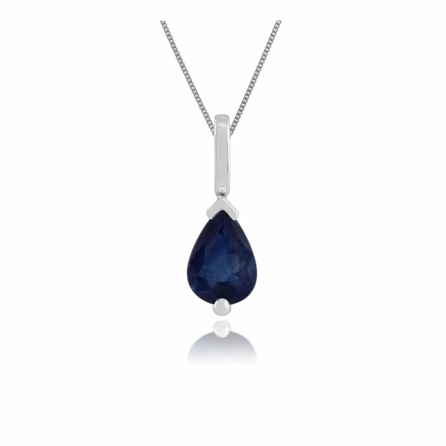 Classic Pear Light Blue Sapphire Single Stone Stud Earrings & Pendant Set in 9ct White Gold sold by Gemondo Jewellery product image thumbnail 3