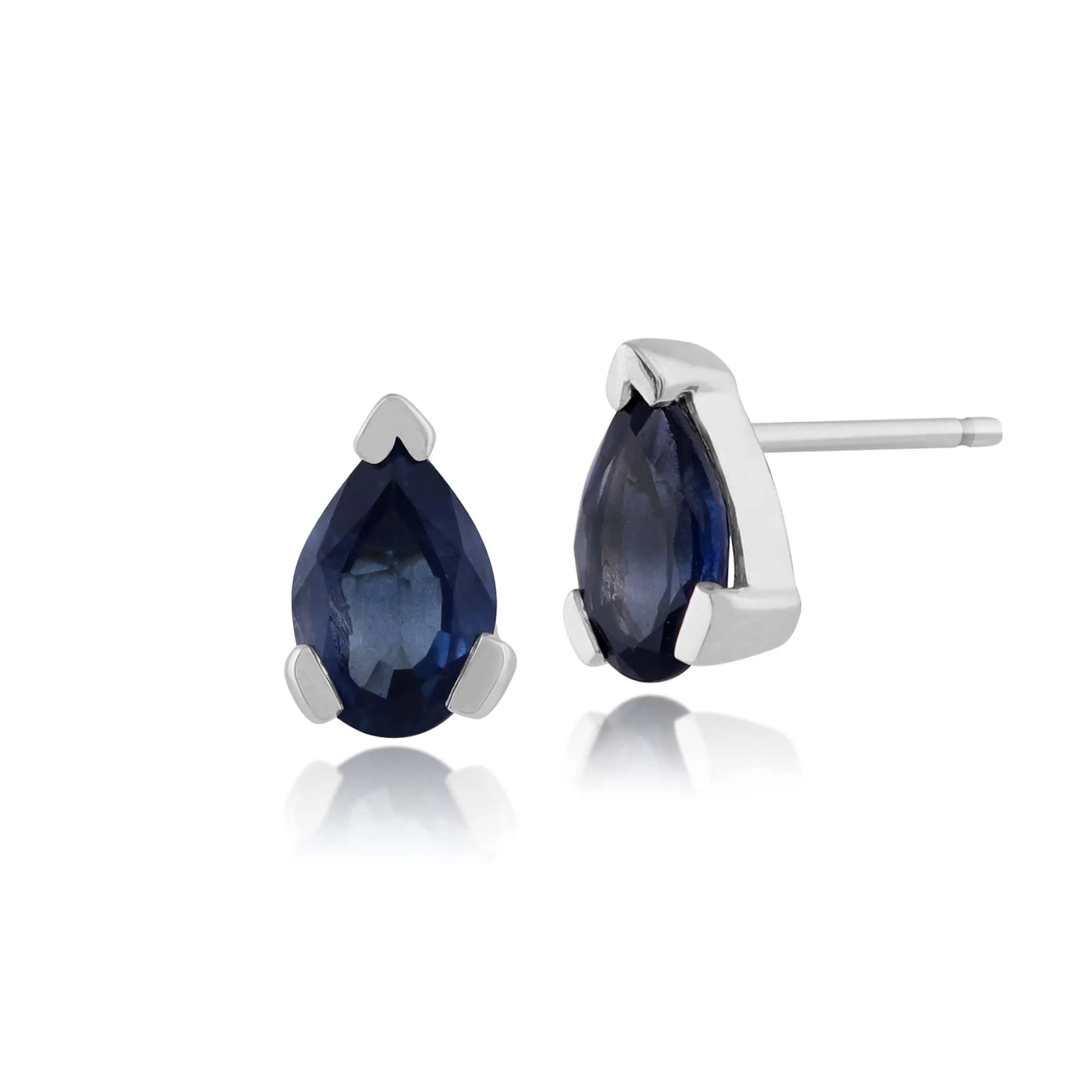 Classic Pear Light Blue Sapphire Single Stone Stud Earrings & Pendant Set in 9ct White Gold sold by Gemondo Jewellery product image thumbnail 2