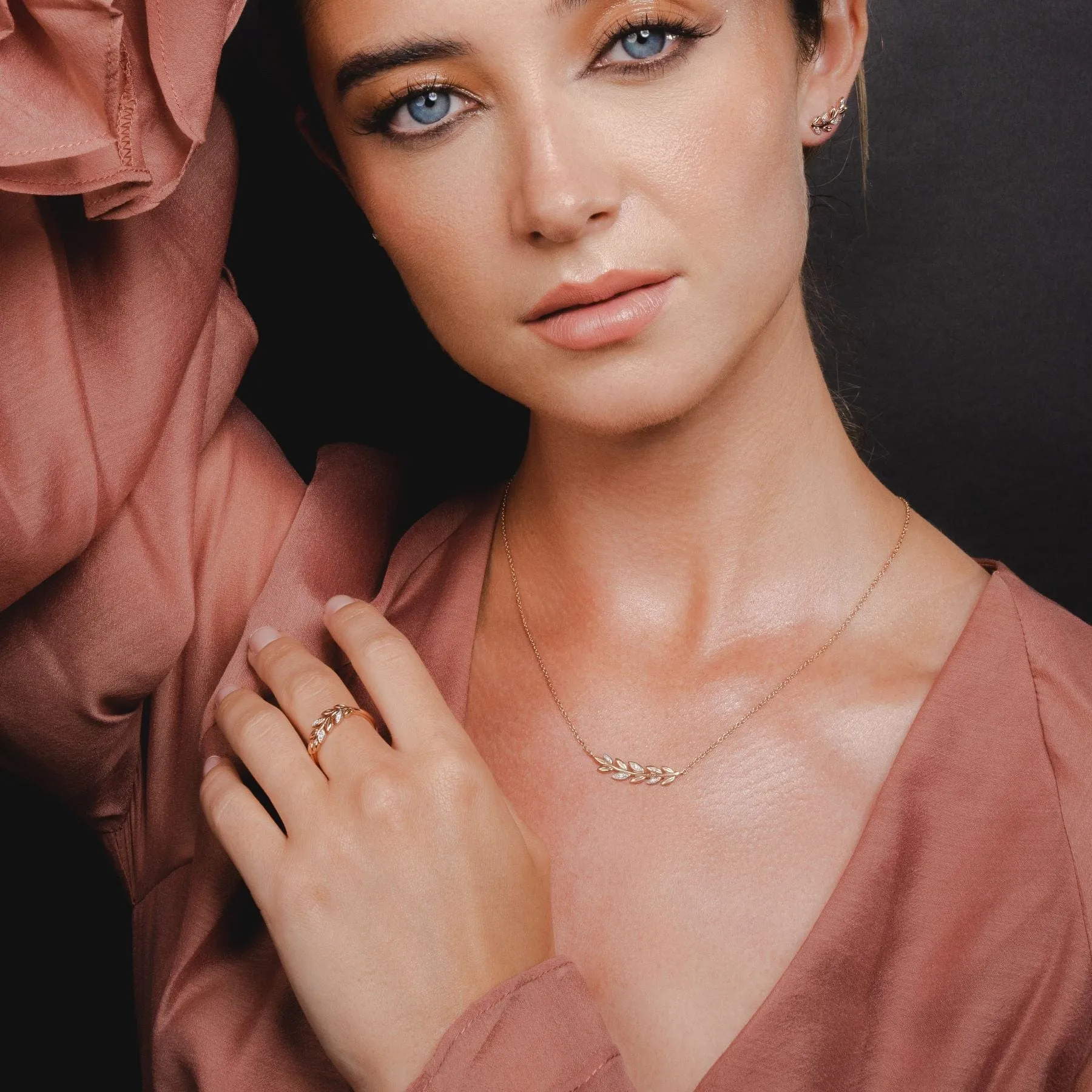 O Leaf Diamond Necklace & Ring Set in 9ct Rose Gold sold by Gemondo Jewellery product image thumbnail 2