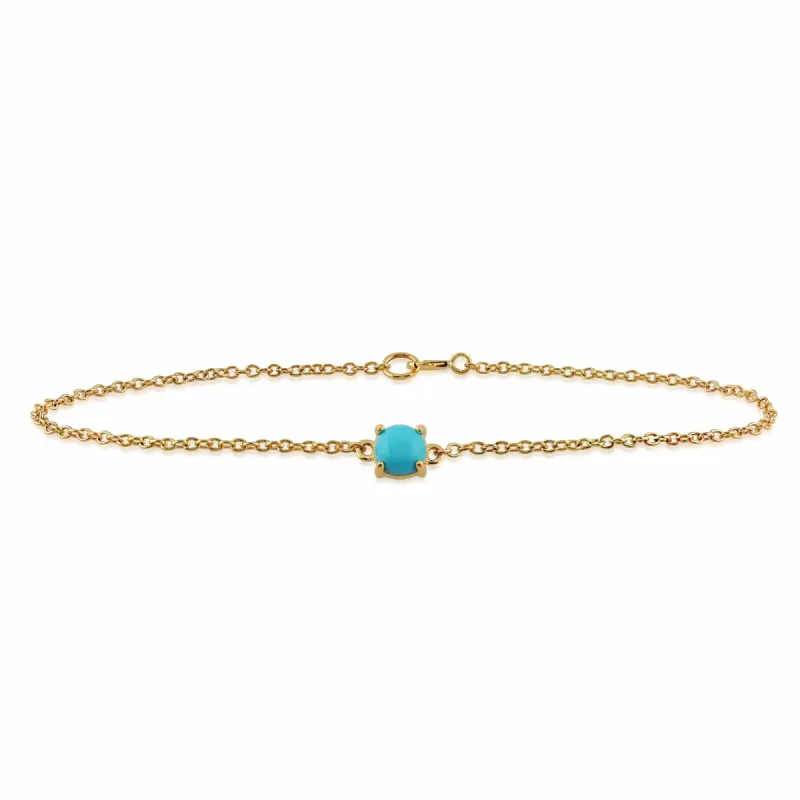 Classic Turquoise Cabochon Bracelet in 9ct Yellow Gold sold by Gemondo Jewellery