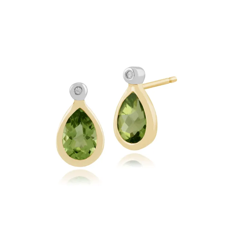 Gemondo 9ct Yellow Gold 0.88ct Peridot & Diamond Stud Earrings sold by Gemondo Jewellery